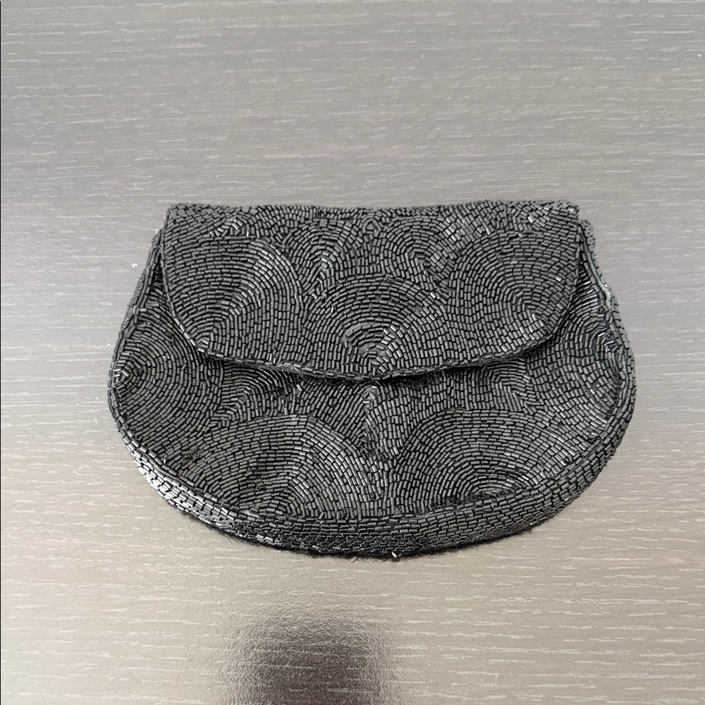 Vintage Black Beaded Belt Bag